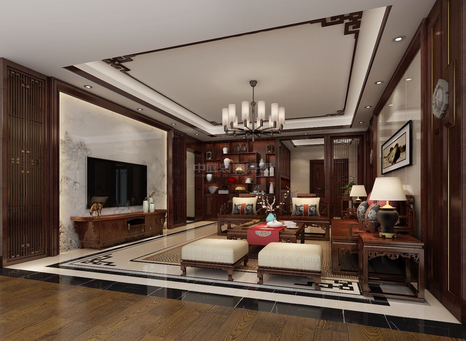 中昂國(guó)匯130m&sup2;新中式風(fēng)格案例